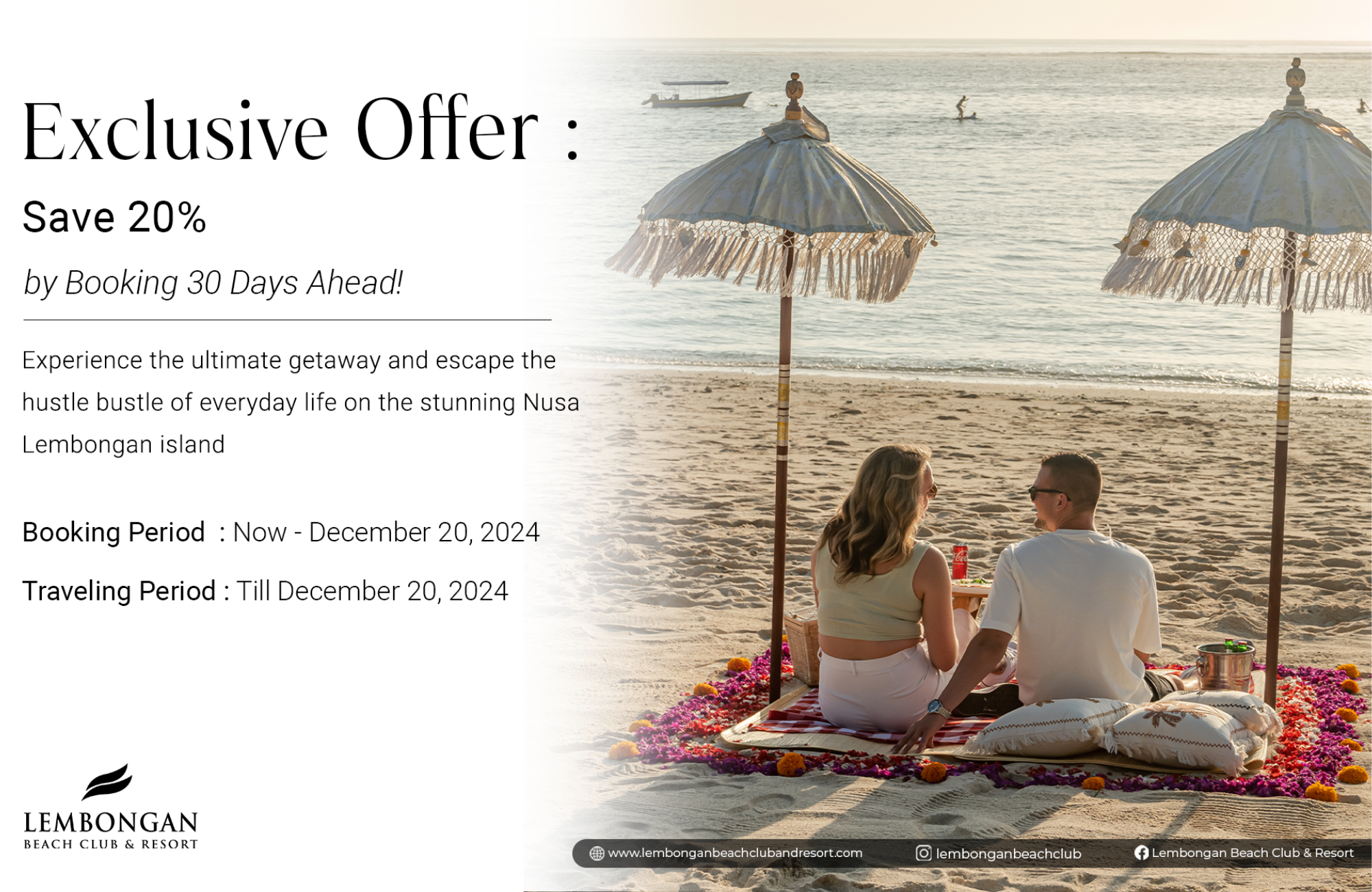 Exclusive Offer: Save 20% by Booking 30 Days Ahead!